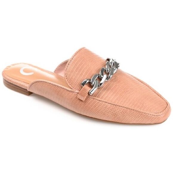 Journee Collection Womens Hazina Chain Mules Vegan Leather Blush 6.5M New - Picture 1 of 8